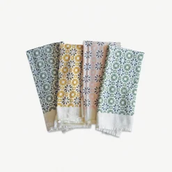 Mixed Woodblock Chicory Napkins